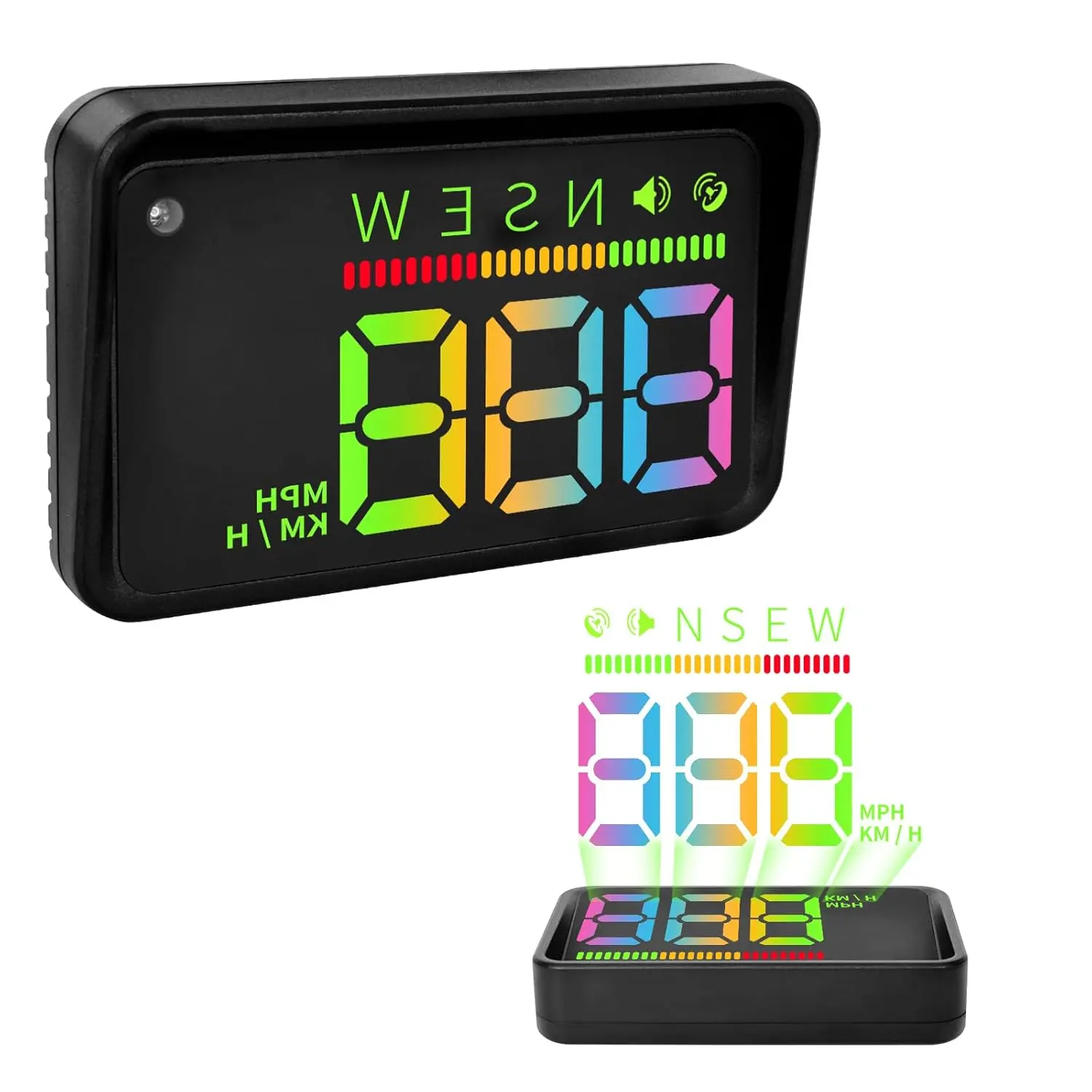 KUOWEIHUD H4 Car HUD Head-Up Display, Universal Fit for All Models, Smart Display with Digital MPH Speedometer, LED Ambient Lighting, Speed Alert, ABS+PC Material, , Cars Accessories, Auto Accessories t, Car Lighting Accesso