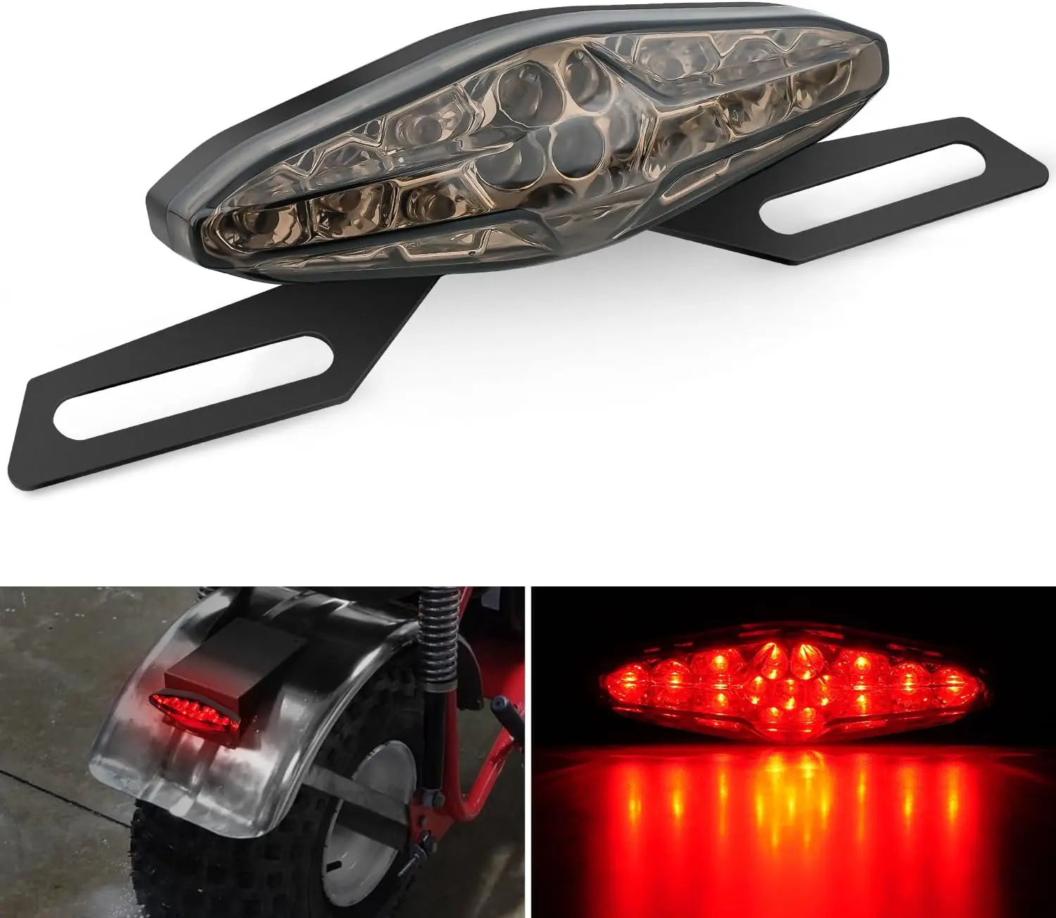 Nilight ABS Plastic Lightweight Motorbike LED Tail Light - 12V DC 12V Motorcycles Brake/Run Light, License Plate Bracket, Efficient Warning - Kawasaki, Cruisers Automotive Motor Parts Accessories