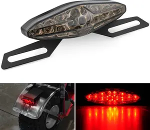 Nilight LED Motorcycle Tail Light - Brake & Running Light with License Plate Bracket, Dirt Bike Rear Lighting Compatible with Honda, Yamaha, Kawasaki, Suzuki Chopper, Cruiser (Red)