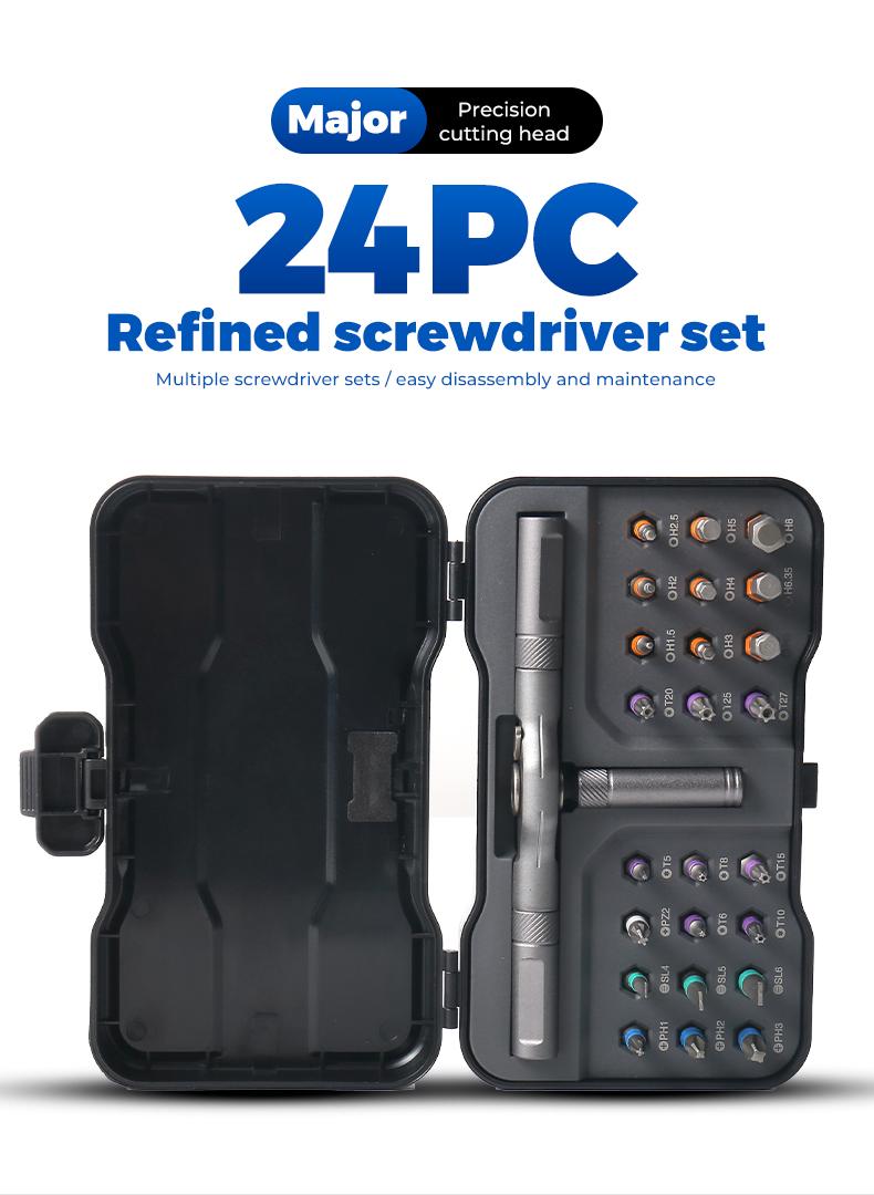 24 in 1 DIY Screwdriver Set,1 Set Switchable Screwdriver Shape Magnetic Screwdriver,Compact and Portable Ratchet Screwdriver Set,Multifunctional Drill Bit Set,Detachable T-shaped Ratchet Handle Hardware,Precision Screwdriver Tool Kit,Home Repair Tool Box