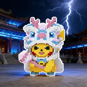 Guochao Cute Lion 3D Puzzle Building Block Ornament, Ideal Home and Office Decoration, Perfect Gift for All Occasions