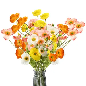 6 Pcs Silk Artificial Poppy Faux Poppy Spring Flowers for Home Kitchen Wedding Decorative Holiday Valentine's Day Gift Decorations Floral Arrangement Table Centerpieces Vase Bouquet Room Ornaments  Plants room decor flower bouquet Soft Fruit Springtok