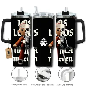 Elite Tumbler - Los Locos Nunca Mueren Chuyin Fuerza Regida 40oz Tumbler With Handle & Straw, Mexico Music Retro Collage Cup, Fuerza Regida Inspired Travel Tumbler, Vintage Music Drinkware, Stainless Steel Coffee Mug, Gift for Music Lovers
