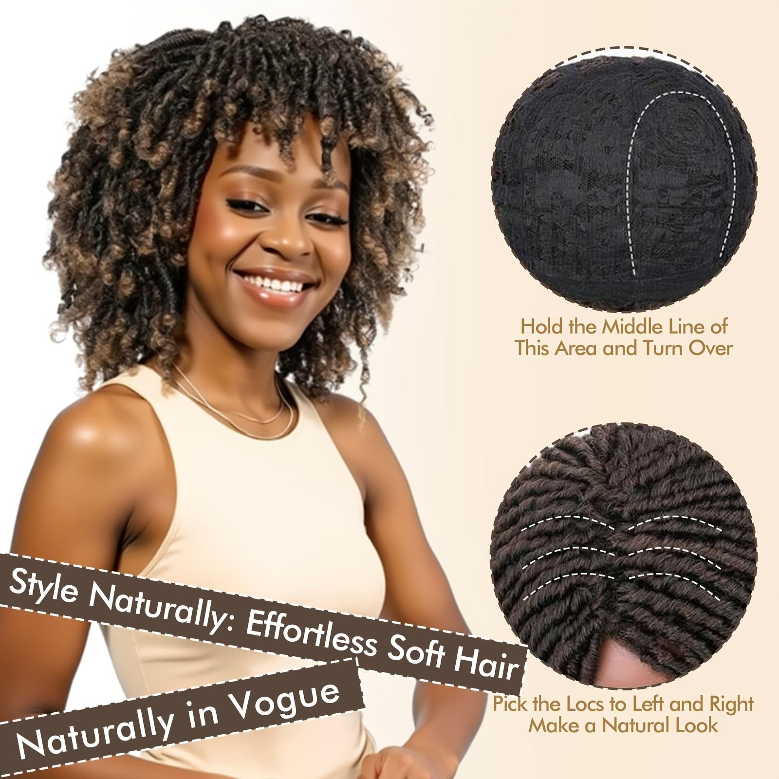 [1pcs Afro Dreadlock Wig] Bellqueen Afro Dreadlock Wig, 100% High Temperature Fiber, Unisex Adult Sports Style, 180% Density Afro Curly Kinky Hair, Rose Net Cap, Synthetic Braids, Breathable Layered Faux Locs