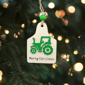 Laser Engraved Tractor Christmas Ornaments for Festive Home Decor