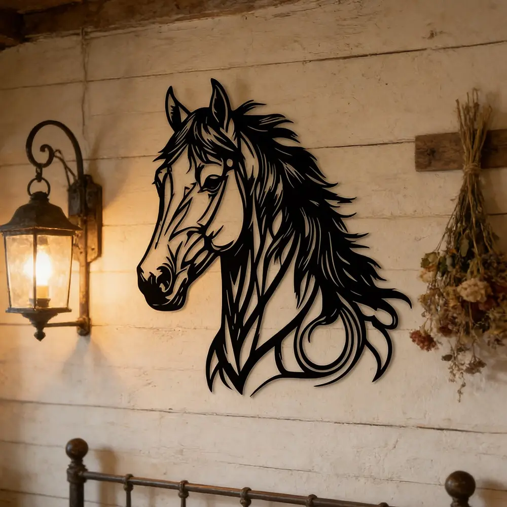 Horse Head Design Wall Decor, Modern Home Decor, 1 Count Iron Hanging Decoration, Wall Art for Home Living Room Bedroom, Festive & Party Supplies, Hangable, Western Wall Art, Art Work For Wall Decor, Aesthetic Wall Decor, Decoration Items