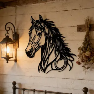 Horse Head Design Wall Decor, Modern Home Decor, 1 Count Iron Hanging Decoration, Wall Art for Home Living Room Bedroom, Festive & Party Supplies, Hangable