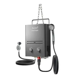 Ranein Tankless Water Heater Outdoor, 1.58 GPM Portable Propane Camping Water Heater, 6L, RO4KY, Grey