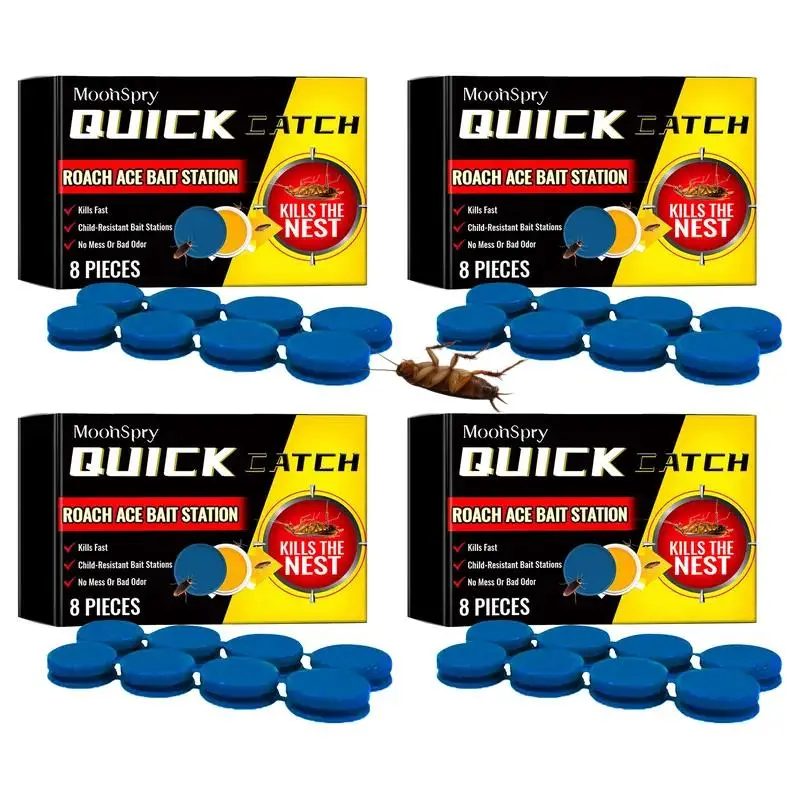 Roach Killer Indoor Bait Station - Kitchen Cockroach Removal Agent, Powerful Pest Control for Full Nest Cleaning, Safe Home Roach Traps & Repeller and moon spray Repellent Set