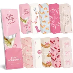 100 count Bookmarks for Women, Bow Theme Paper Bookmarks Bulk 6" x 2" Cute Book Marks for Reading Booklovers Students Schools Gifts (Bow)