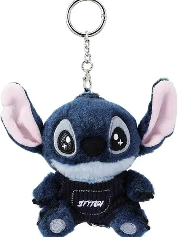MINISO Disney Lilo and Stitch Plush Keychain Bag Pendant Clothes Collection, Cute Stuffy Bag Charm Pendant for Backpack