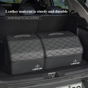Car Trunk Organizer Box Foldable Storage Bin Leather Suitcase For Lexus F-SPORT ES RX NX LS UX LM LX GX LC RZ IS CT GS RC HS SC TX LBX IS300 RX350 LS500 LX600 NX260 CT200