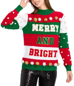 Women's Merry and Bright Turtleneck Christmas Sweater Women's Merry and Bright Turtleneck Christmas Sweater