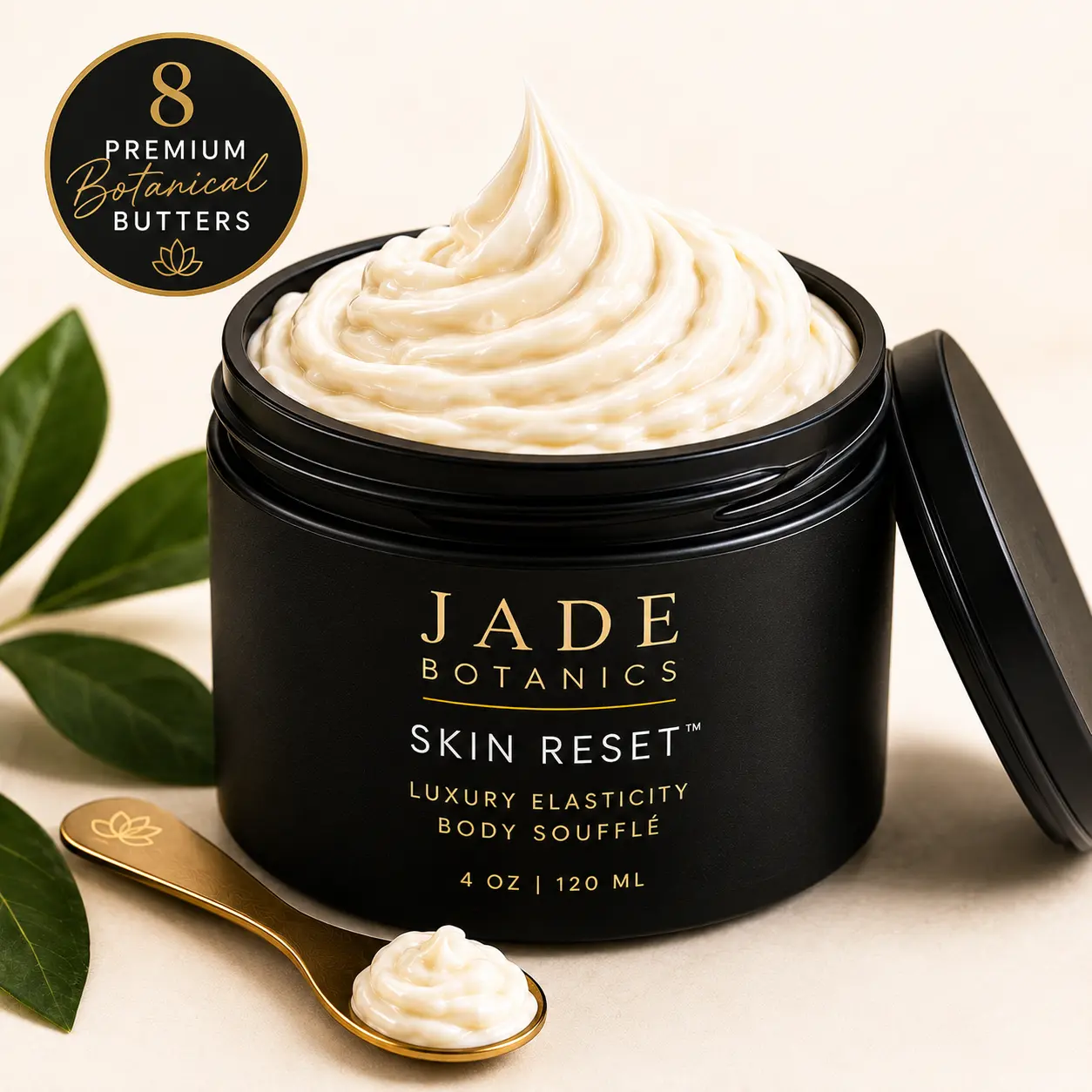 Skin Reset Luxury Elasticity Body Soufflé | 8 Botanical Butters | Deep Hydration Body Butter | Premium Weight Loss Body Care | 4 oz