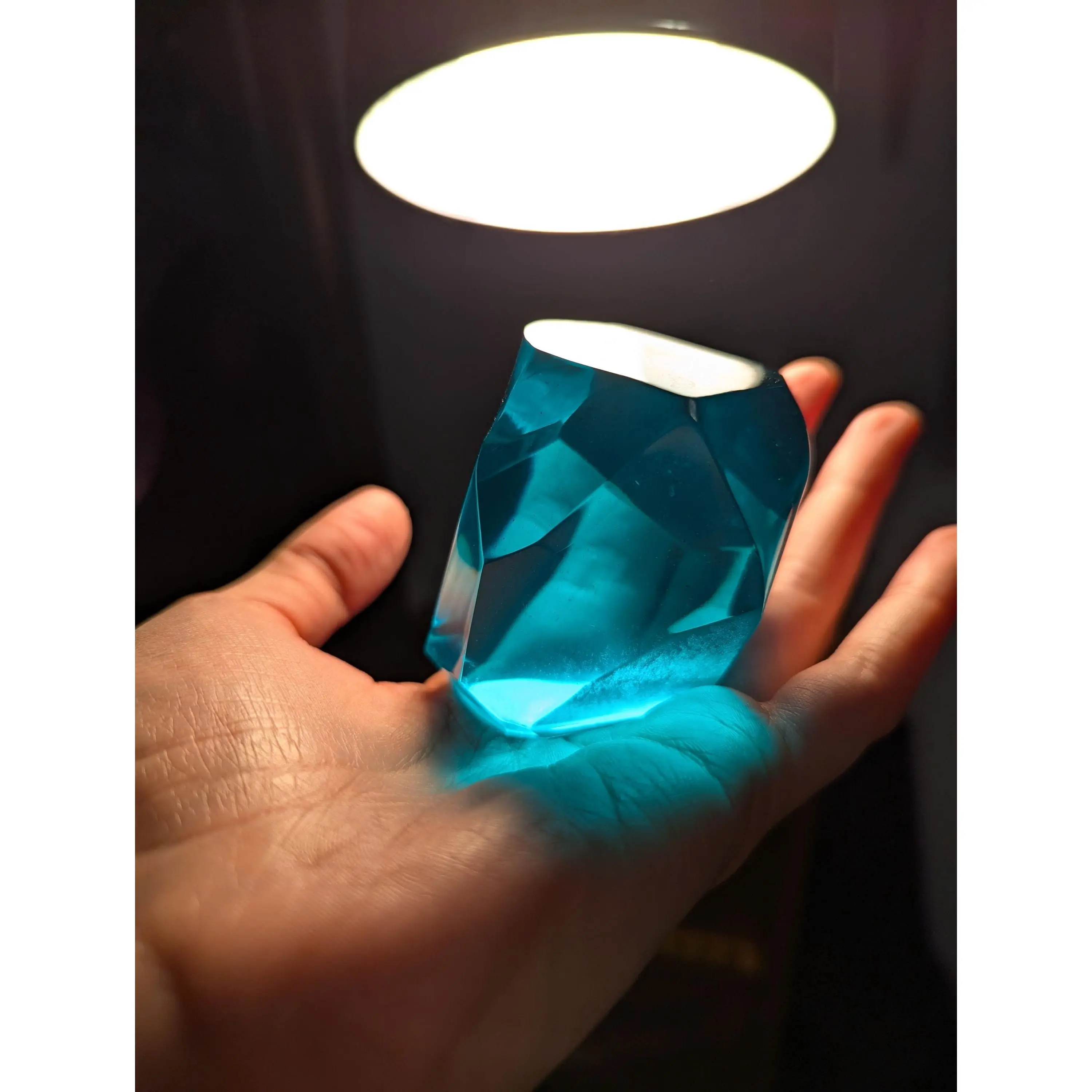 Teal Crystal Paperweight / Resin Crystals / Crystals / Crystal Trinkets / Teal Paperweight / Witchy Vibes TTRPG Crystal Game Master Gift