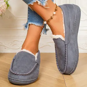 Women's Cozy Loafers with Plush Fuzzy Comfortable Slip - On Walking Slippers Indoor Outdoor Winter Casual Shoes