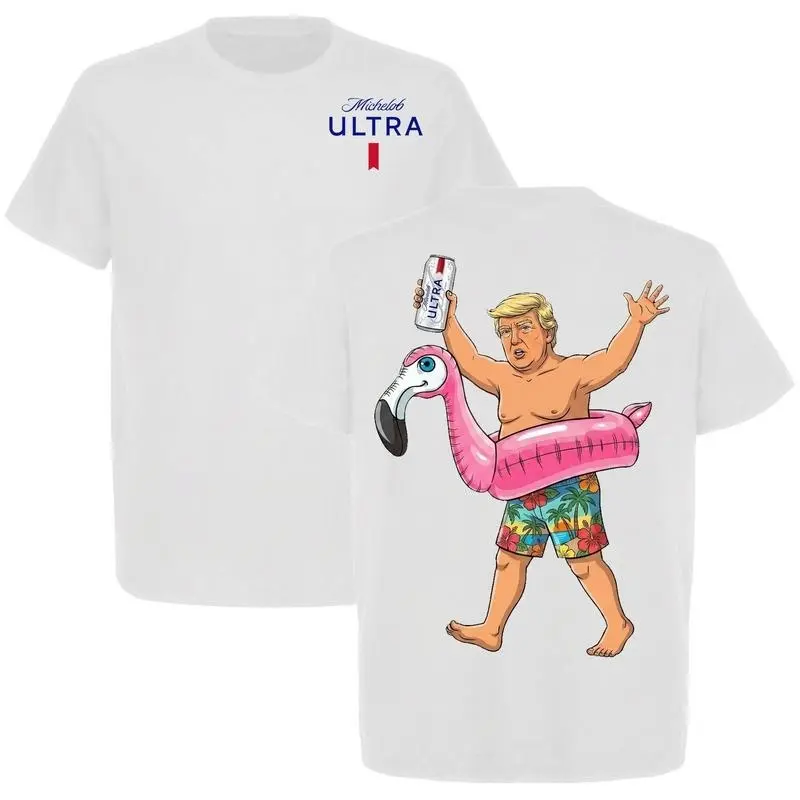 Funny Trump Michelob Ultra Graphic T-Shirt, Summer Beach Party Drinking Tee, Political Parody Vacation Shirt, Casual Unisex Gift for Men Women Beach Lovers