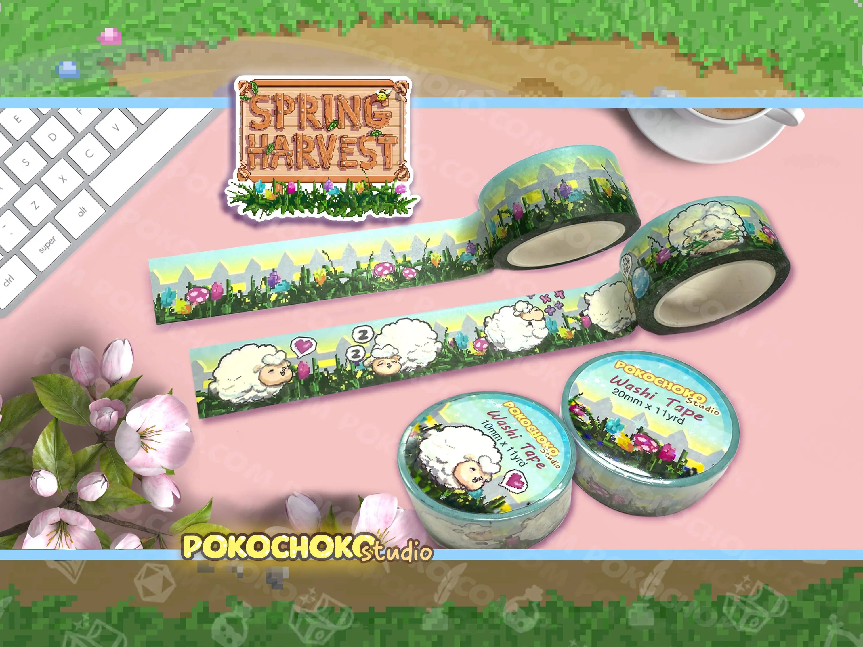 Sheep and Garden Fence Pixel farm Washi Tape!