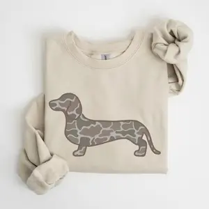 Dachshund Duck Camo Sweatshirt, Duck Camo Wiener Dog, Duck Camo Doxie Crewneck, Trending Christmas Unisex Graphic Sweatshirt, Casual Outfit, Comfortable Menswear & Womenswear Top, Perfect Xmas Gift For Men And Women, Dec1