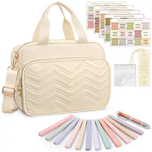 Large Bible Cover Case for Women, Bible Study Supplies Journaling Kit with Shoulder Strap, Christian Gifts Church Bag