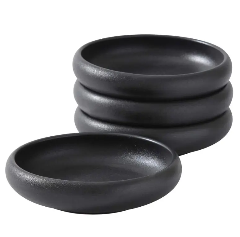 Black Japanese Salad Plate Set Cutlery Matte