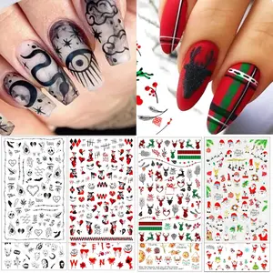 16 Sheets Halloween Holiday Nail Stickers, Halloween Christmas Seasonal Nail Art Decals for Winter DIY Nail Decorations