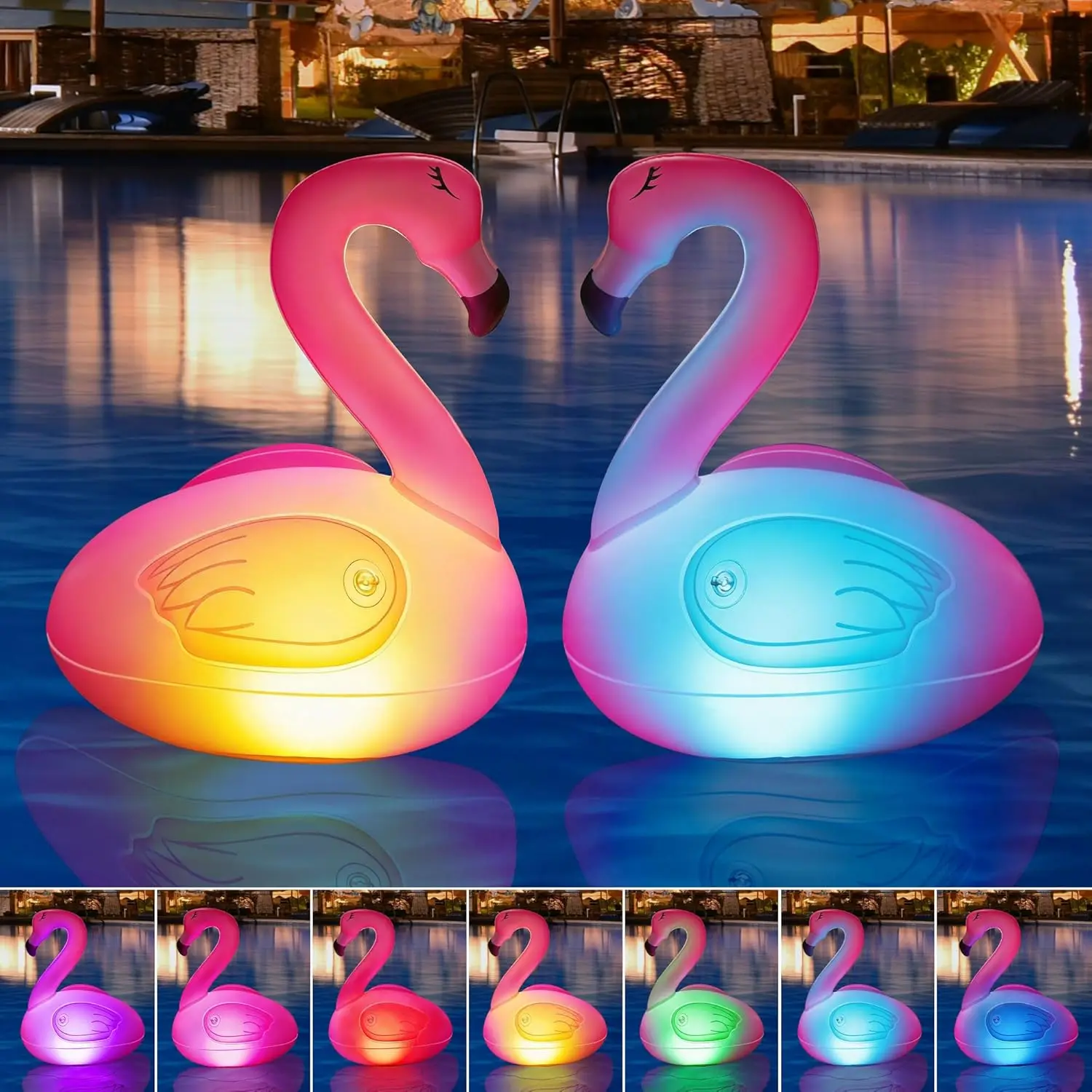 Summer Pool Party – Set of 2 Solar Flamingo Floating Lights! Waterproof Glow-in-the-Dark Inflatable Lanterns for Pool, Party, Garden, Patio & Outdoor Décor