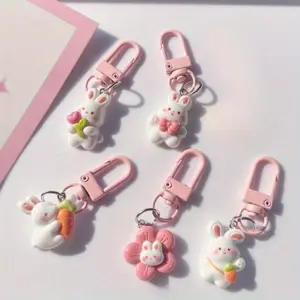 5/20pcs Easter lovely flower tie radish rabbit key chain to send bestie friend small gift bag pendant key chain pendant decoration, Party Favor, Friendship Gift, Rabbit Charm, Cute Keychain, Party Planners, Easter Shoppers, Keychain Series Figures