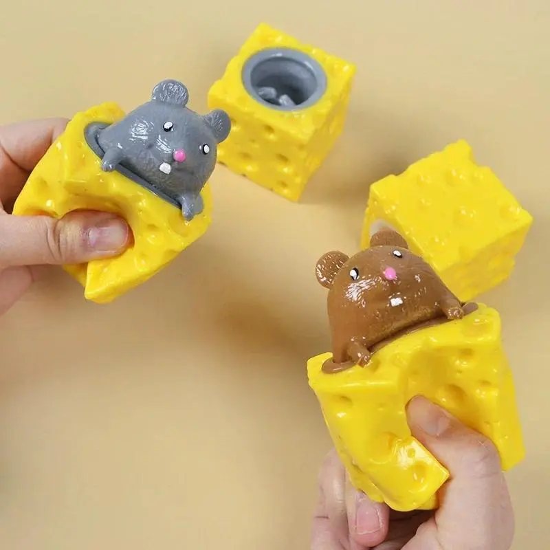 Cheese Block Stress Relief Fidgety Toy, Squishy Rat Mouse Squeeze Novelty Toy, Ideal Gift for Stress Relief Enthusiasts