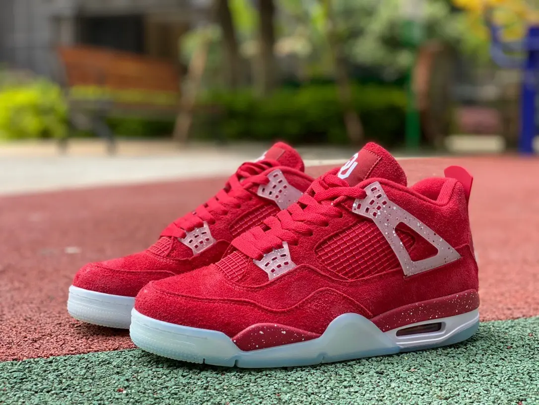 Full Red Nubuck Athletic Trainers Speckled Detail Design Clear Rubber Sole Unisex Brand New Sealed Packaged with Original Shoe Box Shock Absorbing Midsole Trendy Lifestyle Footwear