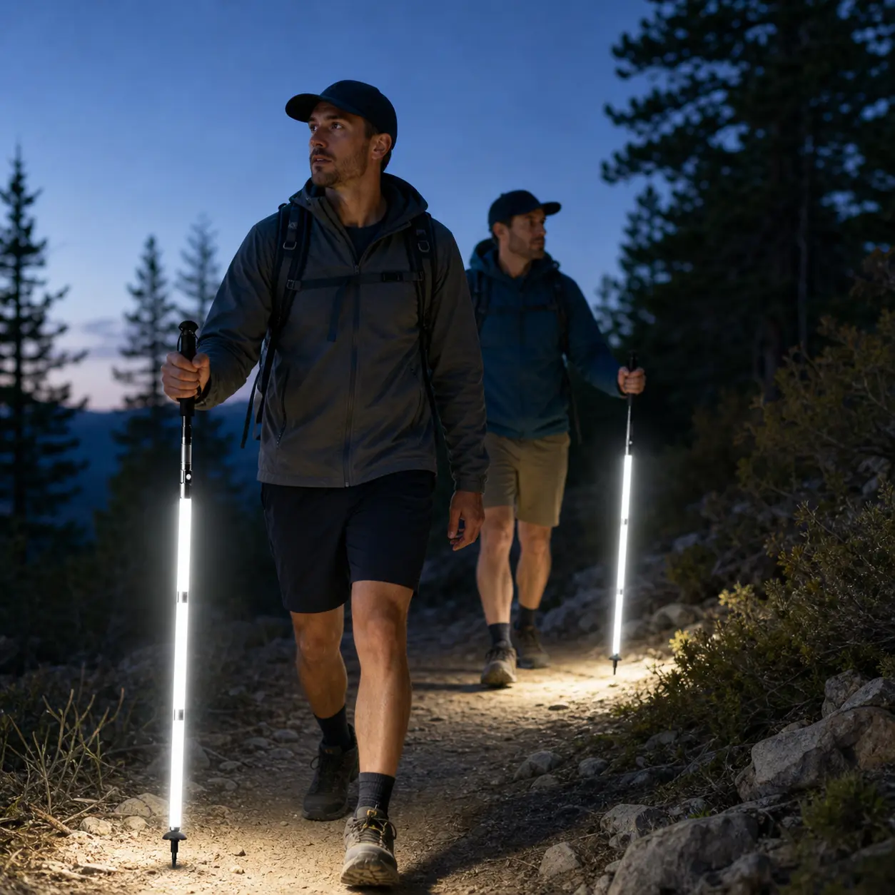 Rechargeable LED Walking Stick, Detachable Light Up Hiking Pole for Night Walks, Camping, Hiking and Outdoor Safety, Gift for Men, Dad, Father, Hikers and Campers