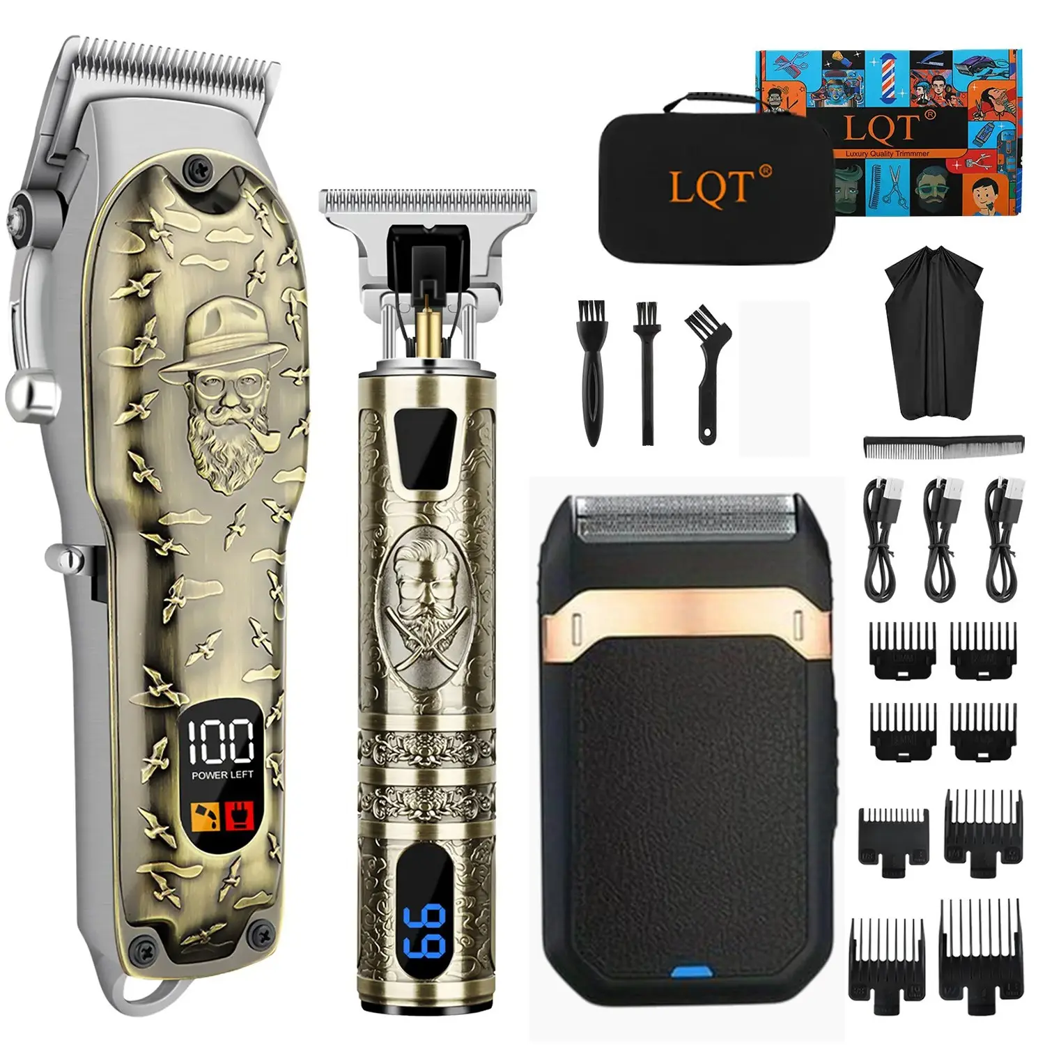 Men's Hair Trimmer Set, Digital Display Rechargeable Hair Clipper Kit, LCD Screen Electric Self-Trimmer, Precision Trimming Contour Trimmer, Cordless Design Professional Grooming Tool, Rechargeable Cordless Clippers, Salon Clippers, Cordless Trimmers Kit