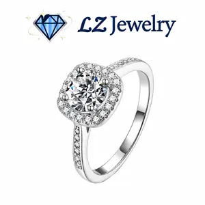 #01 (Princess) 925 Sterling Silver Synthetic Moissanite Ring