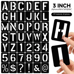 Reusable Graffiti Painting Template Set, Plastic Letter Number Templates for Wall Furniture License Plate Spray Printing Tools