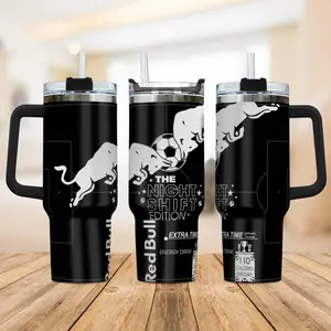 Many Style Nightshift Worker Edition Energy Drink Football Tumbler 20oz 40oz, Soccer Lover Tumbler, 40oz Stainless Steel Tumbler With Handle