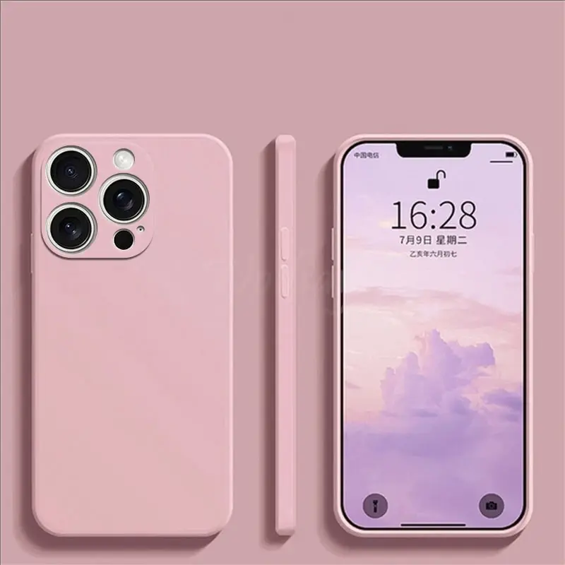 For Iphone 16 Pro Max Case Liquid Silicone Original Plain Rubber TPU Protect Case for Iphone 16 15 Pro Max Cover TPU Shockproof Wolfsay