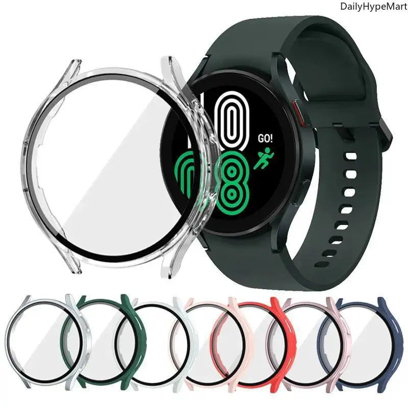 2-Pack Polycarbonate Watch Protector with Tempered Glass, Unisex Hard Bumper Shell Case for Samsung Galaxy Watch7 40mm/44mm Accessories