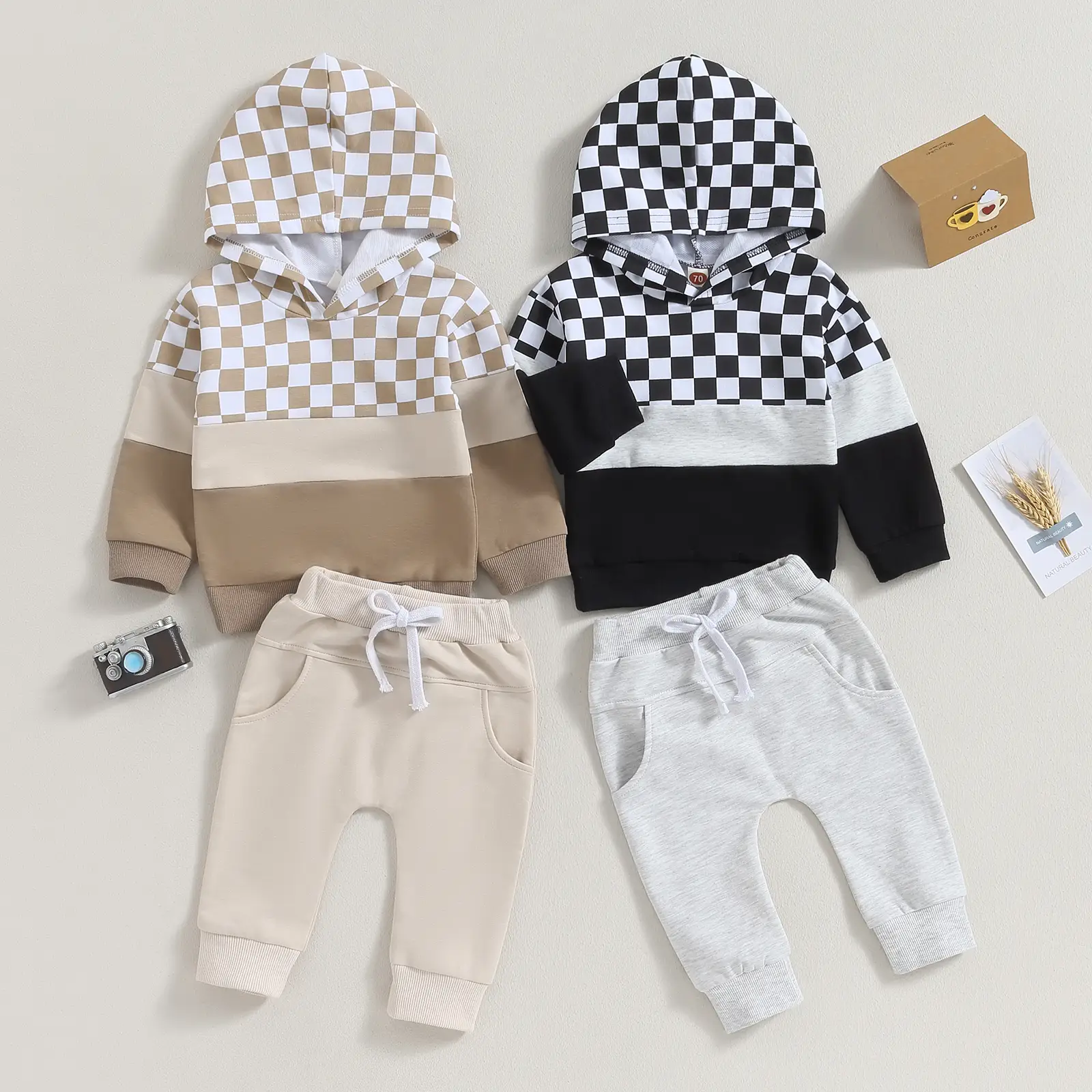 Toddler Baby Boy Clothes 6 12 18 24 Months 2T 3T Color Block Hoodie Pants Set Fall Winter Outfit Clothing