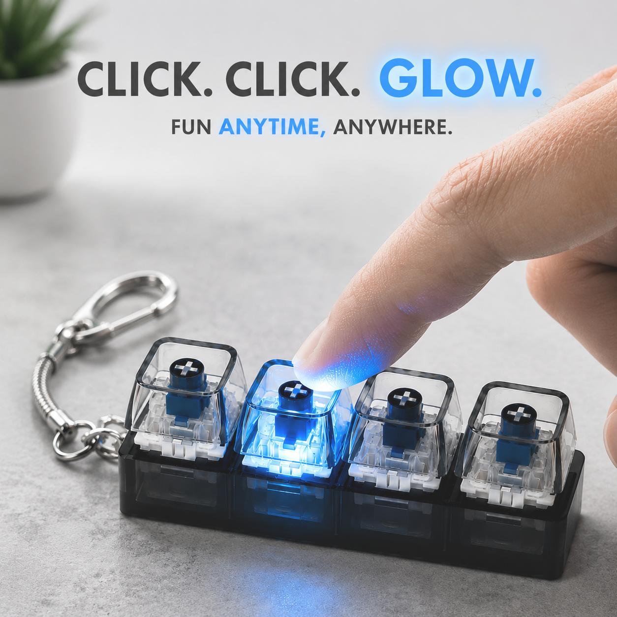 Keyboard Fidget Toy for Kids & Adults Fidget Keyboard LED Lights Toy with Stress Relief Spinner Keychain For Anxiety Decompression Stuudent Office Worker Friendly