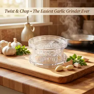 Manual Garlic Twister & Masher, Multi-Functional Mincer & Grinder for Garlic, Onion, Ginger, Herbs, Nuts, Impact Resistant Kitchen Gadget & Home Accessory