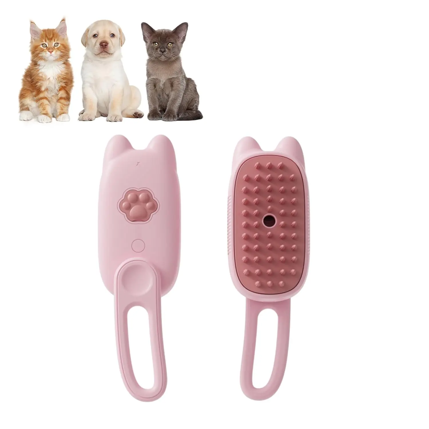 Cute Steam Brush for Shedding, 3 in 1 Water Cat Cleaning Brush, Pet Hair Brushes for Shedding, Massage, Grooming, Cleaning, Steamy Pet Brushes for Cats, Dogs (Pink)