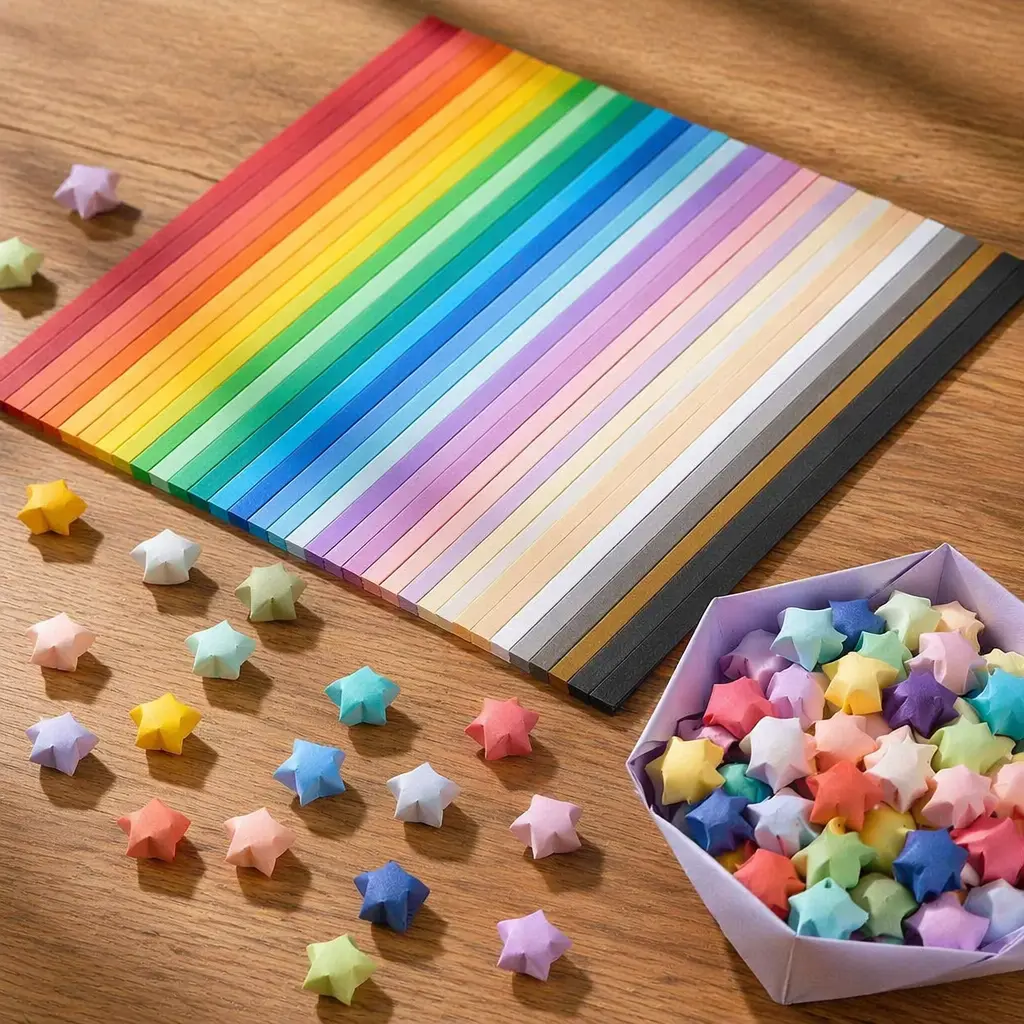 2060Pcs Star Origami Paper Strips, Multiple Colors Lucky Star Folding Paper for DIY Crafts, Handmade Activity, Home Decor & Gifts