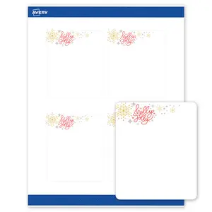 Avery Printable Labels with Sure Feed Technology, Rectangle, 4" x 3-1/3", Pre-Printed Holly Jolly Metallic Sparkles Design, Matte White, Laser & Inkjet Compatible, 40 Total
