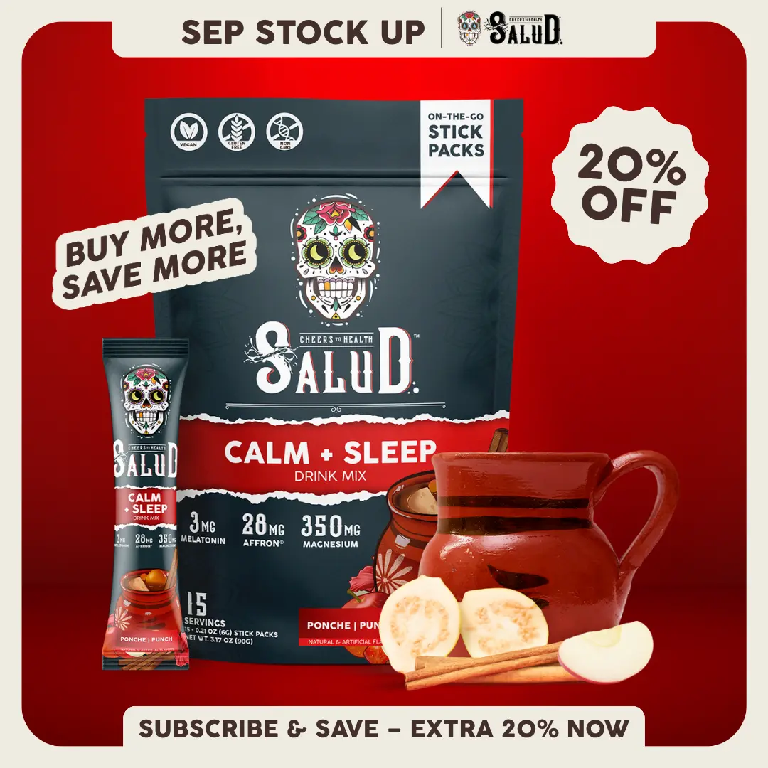 Salud 2-in-1 [Calm + Sleep] Nighttime Drink Mix, Agua Fresca,  Melatonin, Magnesium, Saffron Extract, L-Theanine, Relaxation & Sleep Support, Non-GMO, Gluten Free, Vegan, Low Calorie, 1g Sugar (15 Servings)