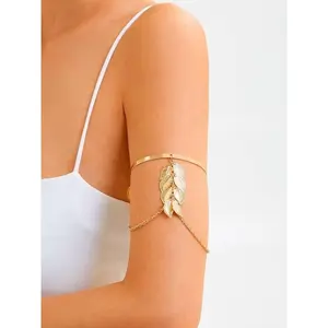 Golden Leaf Adjustable & Stunning Arm Band, Arm Jewelry, Arm Band, Arm Band Gold, Arm Bangle, Gold Arm Bangle, Arm Cuff, Bracelet, Gold Cuff