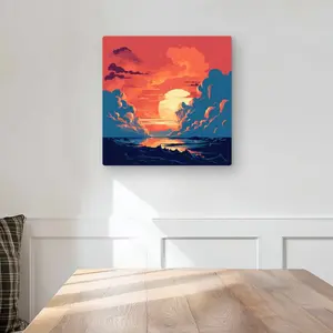 MWW C1MP1616GVZWCA 16 x 16 in. Orange & Blue - Red Metal Print Wall Art for Home Decor - Unique Art