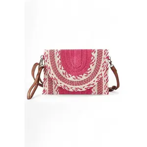Mix Pattern Straw Summer Crossbody Swing Clutch