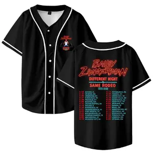 BZ Different Night Same Rodeo Tour 2026 Baseball Jersey Shirt V-Neck Women Men Short Sleeve Streetwear Clothes