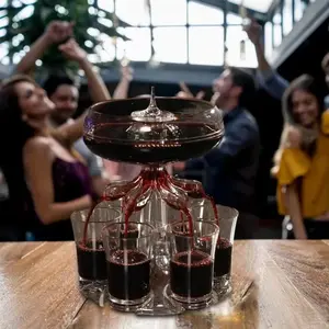 B50C 6 Shot Wine Liquor Dispenser with 6 Glasses Wine Whisky Beer Dispenser Holder Partys Drink Dispenser Station