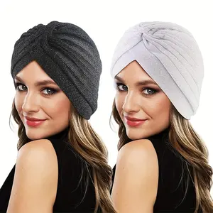 Set Of 2 Golden Shiny Indian Hats, Muslim Headscarves, Women's Hats